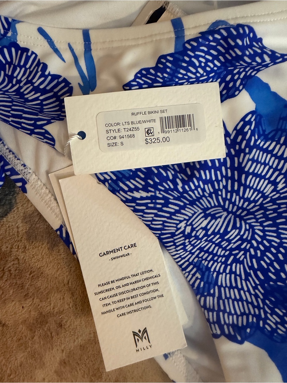Milly Blue Floral Ruffle Bikini Set - Picture 4 of 7